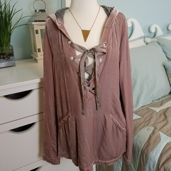 Free people rare blush pink silk velvet pullover - Picture 4 of 7